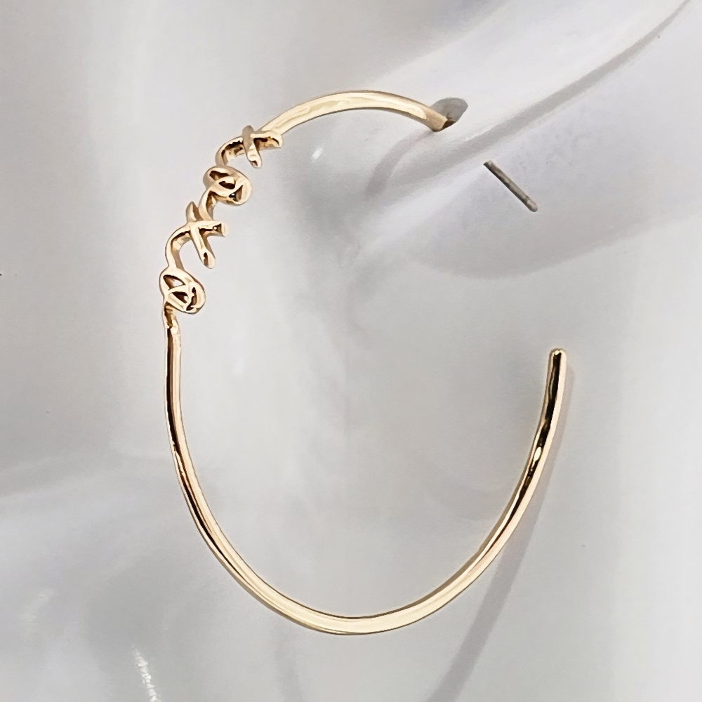 Kleinfeld Gold Tone XOXO Hugs & Kisses Hoop Earrings Bridal Wedding Love Gift